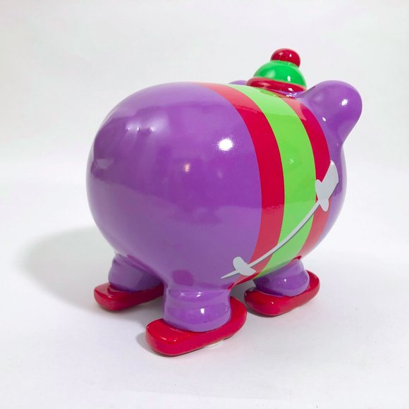 EUC Purple Green Red Piggy Coin Bank 7.75x7x6 inches - Picture 5 of 8